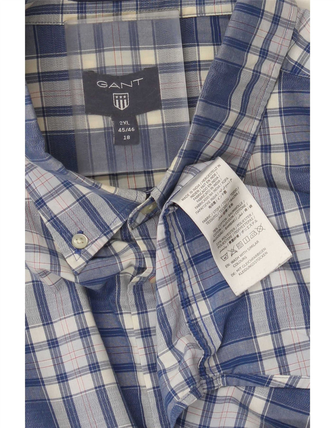 Camicia da uomo Gant Taglia 45/46 18 2XL Cotone a quadri blu