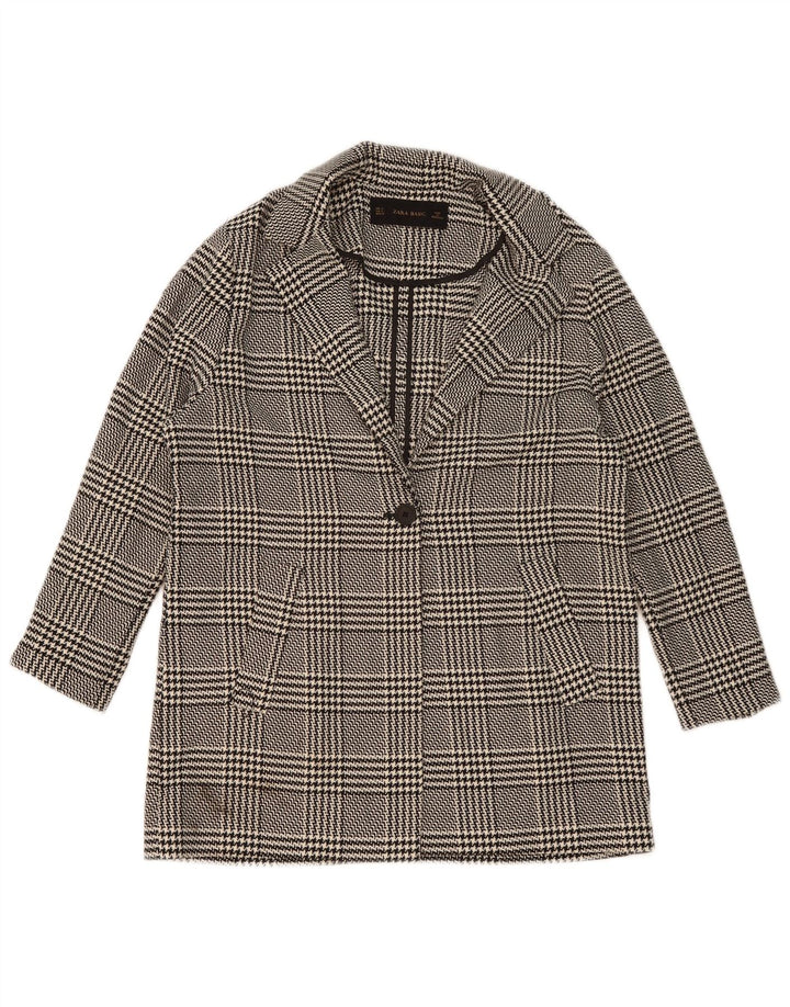 Giacca blazer oversize a 1 bottone da donna Zara UK 10 piccolo pied de poule nero