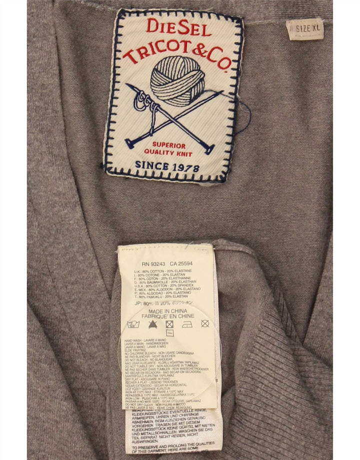 Maglione cardigan da uomo Diesel XL in cotone grigio