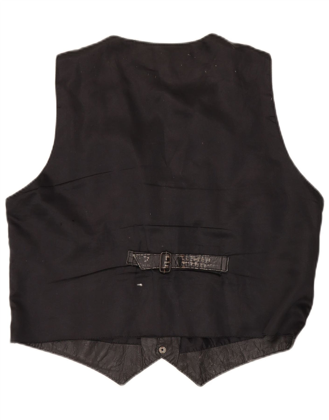 Gilet in pelle vintage da uomo grande nero