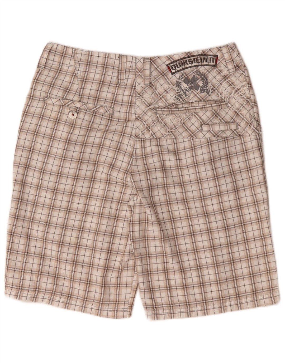 Pantaloncini chino grafici da uomo Quiksilver medi W32 poliestere a quadri beige