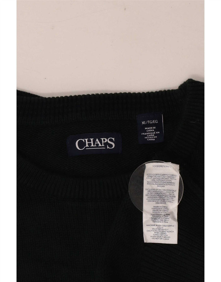 Maglione maglione girocollo da uomo Chaps XL in cotone verde