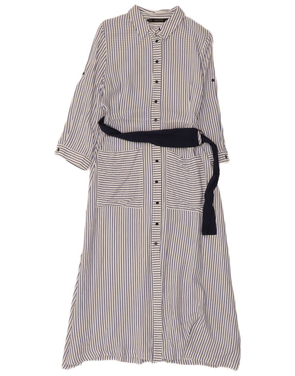 Abito camicia da donna con maniche a 3/4 Zara UK 12 gessato bianco medio