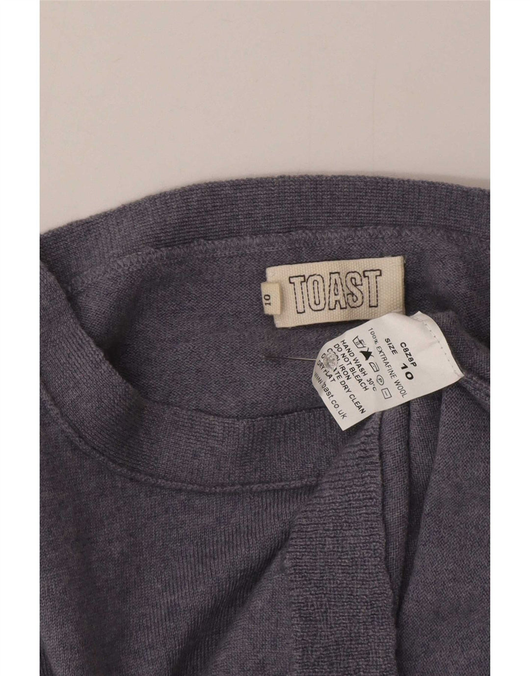 Maglione maglione con scollo a barca da donna Toast UK 10 piccolo lana blu