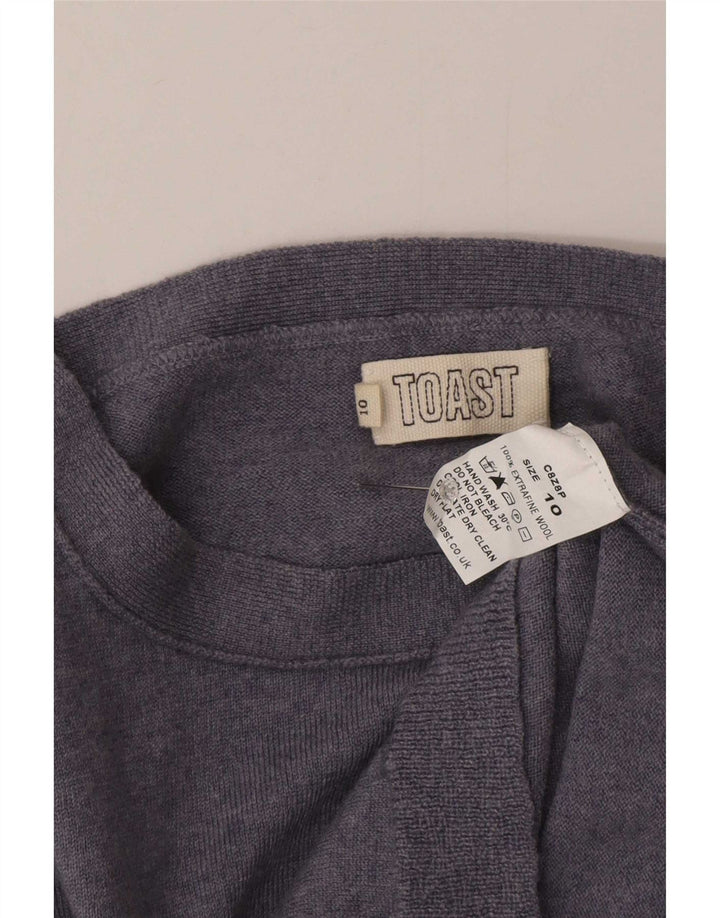 Maglione maglione con scollo a barca da donna Toast UK 10 piccolo lana blu