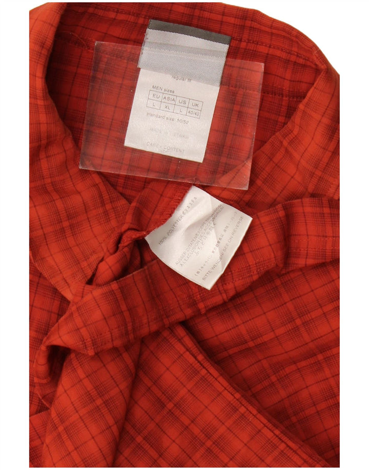 JACK WOLFSKIN Camicia a maniche corte da uomo UK 40/42 Poliestere a quadri rossi grandi