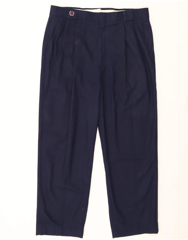 TOMMY HILFIGER Pantaloni chino con pegging da uomo W38 L29 Blu navy