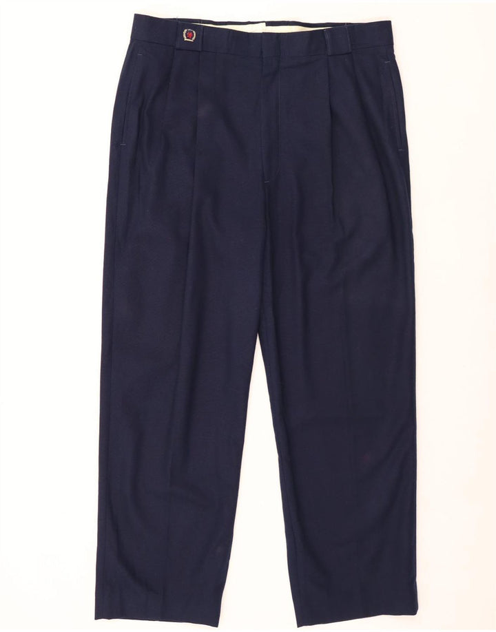 TOMMY HILFIGER Pantaloni chino con pegging da uomo W38 L29 Blu navy