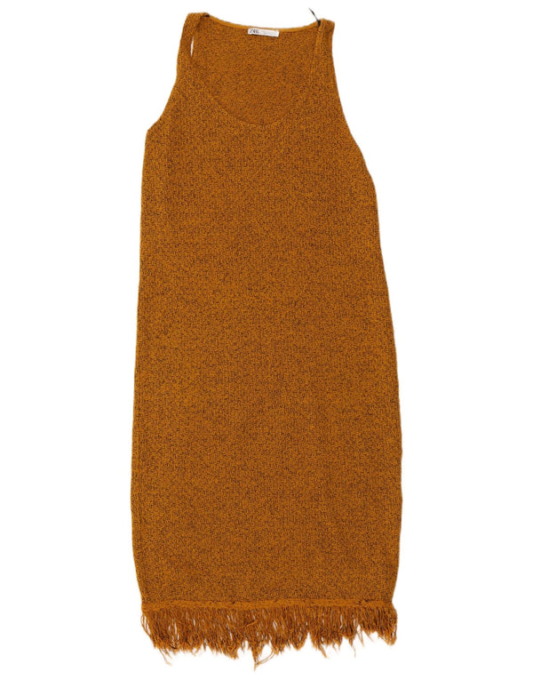 Abito maglione senza maniche da donna Zara UK 10 piccolo marrone screziato