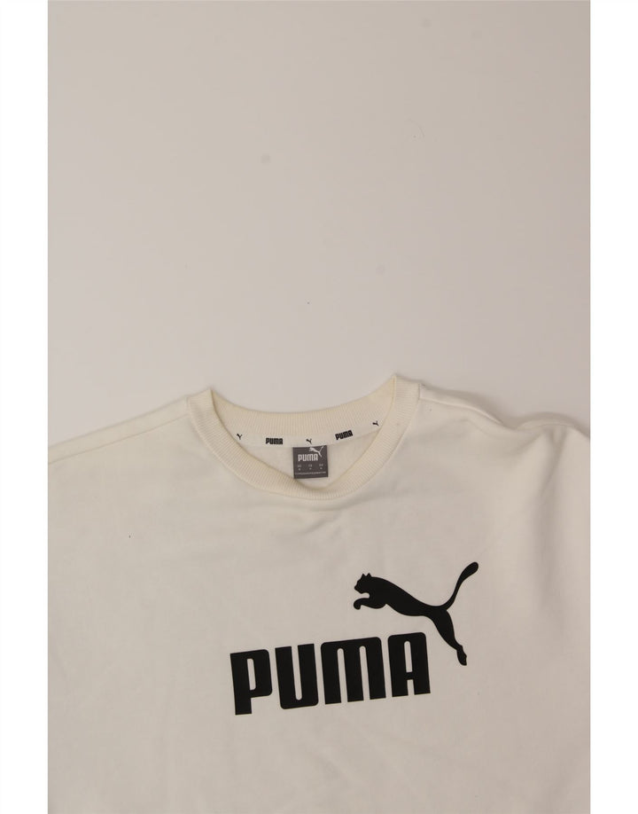 PUMA Mens Graphic Sweatshirt Jumper Small White Cotton Vintage Puma and Second-Hand Puma from Messina Hembry 