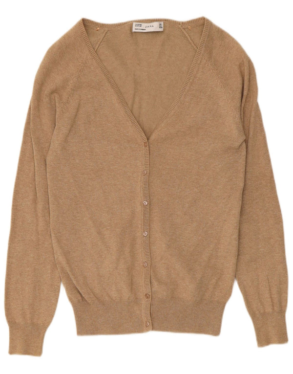 Maglione cardigan da donna Zara UK 16 grande cotone beige