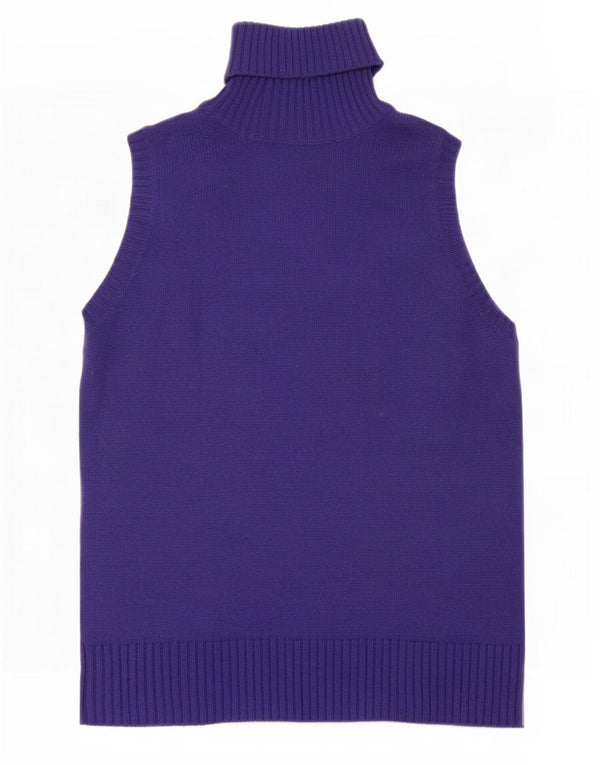 Canotta da donna Marks & Spencer con collo alto, UK 14, cotone blu medio