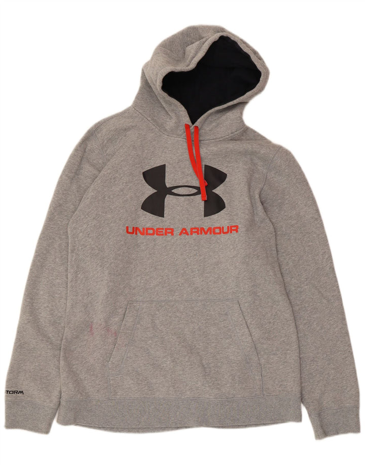Felpa con cappuccio grafica da uomo UNDER ARMOUR grande cotone chiazzato grigio