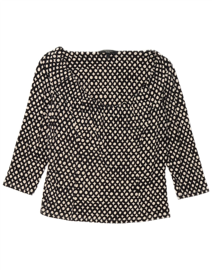 Top da weekend da donna Max Mara manica 3/4 UK 14 grande viscosa geometrica nera