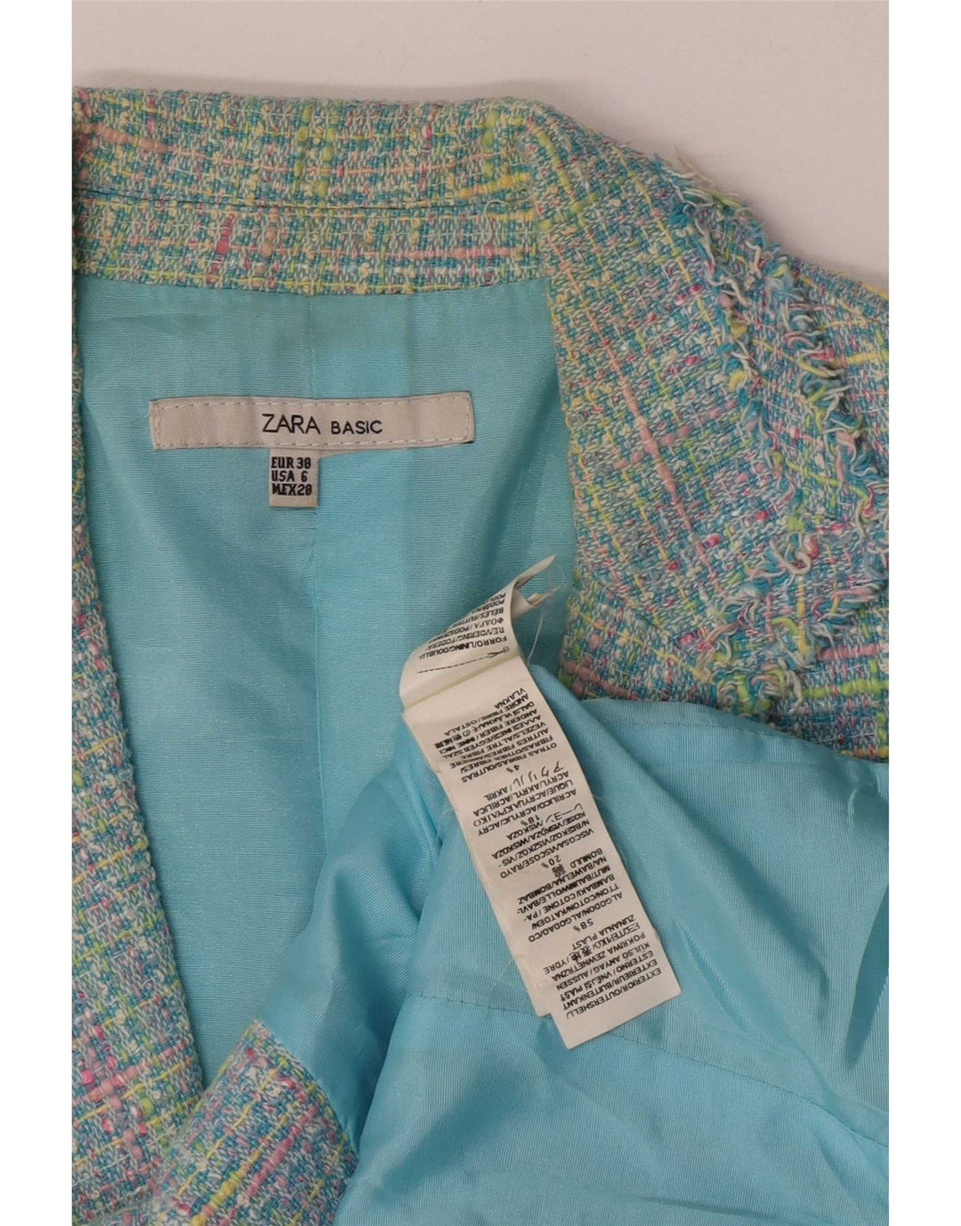 Giacca blazer con maniche a 3/4 da donna Zara EU 38 piccolo quadretto multicolore