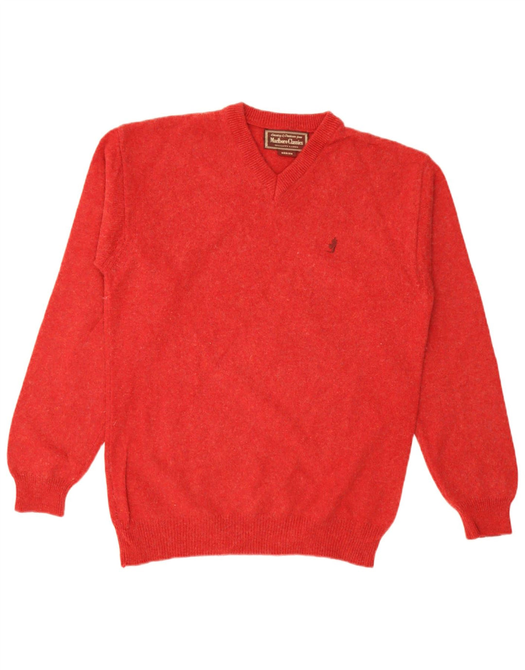 Marlboro Classics Maglione da uomo con scollo a V in lana rossa media