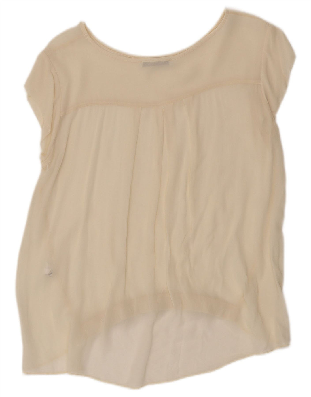 Top vintage da donna trasparente in camicetta trasparente UK 12 Viscosa beige medio