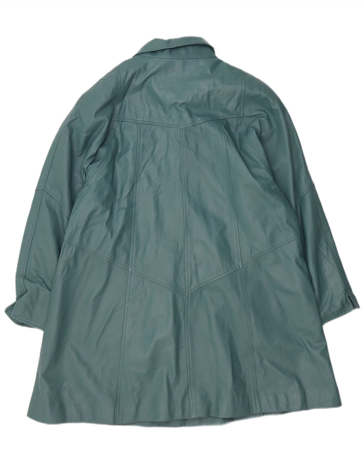 Cappotto in pelle oversize da donna Via Appia UK 14 Pelle blu medio