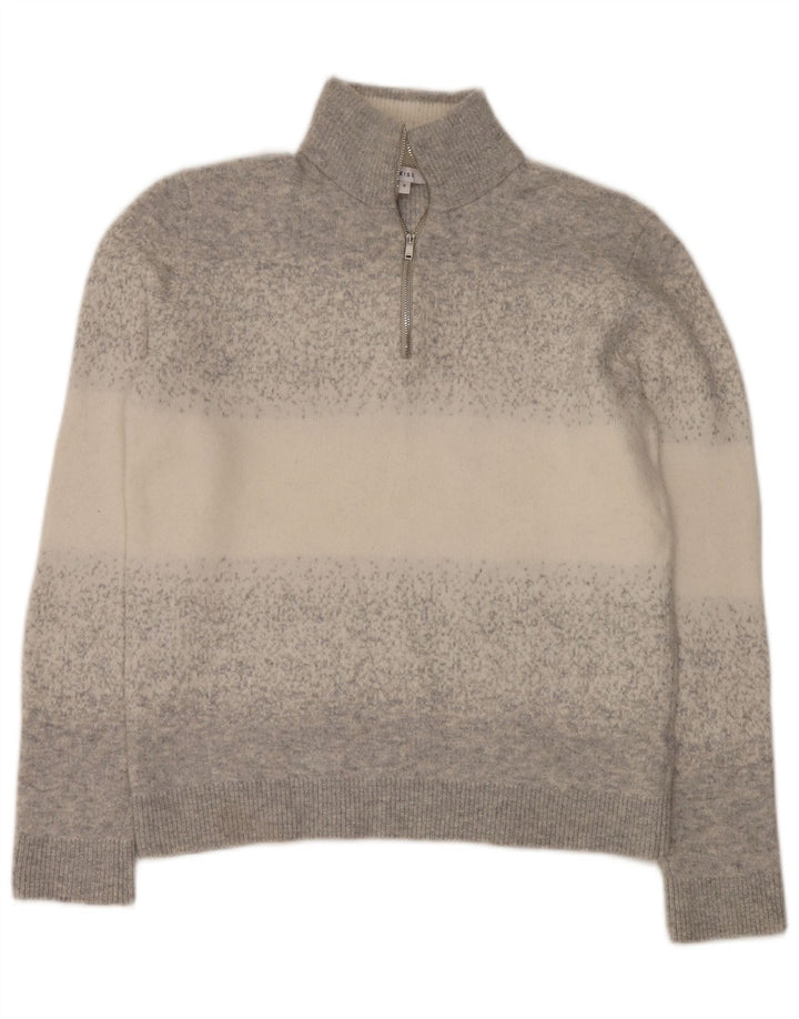 Maglione Reiss da uomo con zip e collo piccolo in poliammide screziato grigio