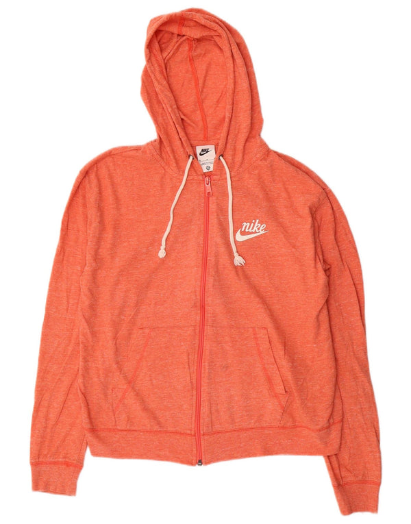 Felpa con cappuccio e zip da donna Nike UK 14 Cotone chiazzato arancione medio