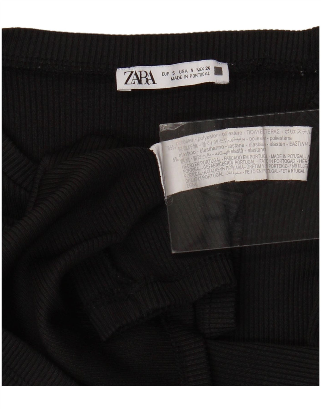 Top corto da donna Zara a maniche lunghe UK 8 piccolo poliestere nero