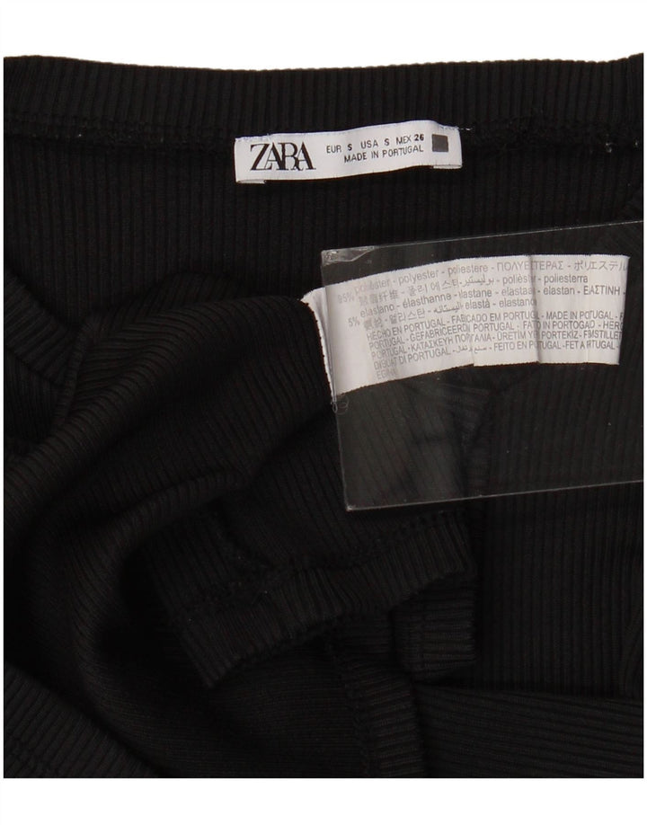Top corto da donna Zara a maniche lunghe UK 8 piccolo poliestere nero