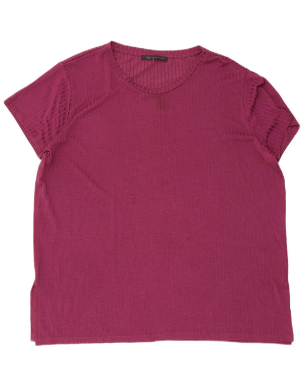 T-shirt da donna Marks & Spencer Top UK 18 XL Viola gessato viscosa