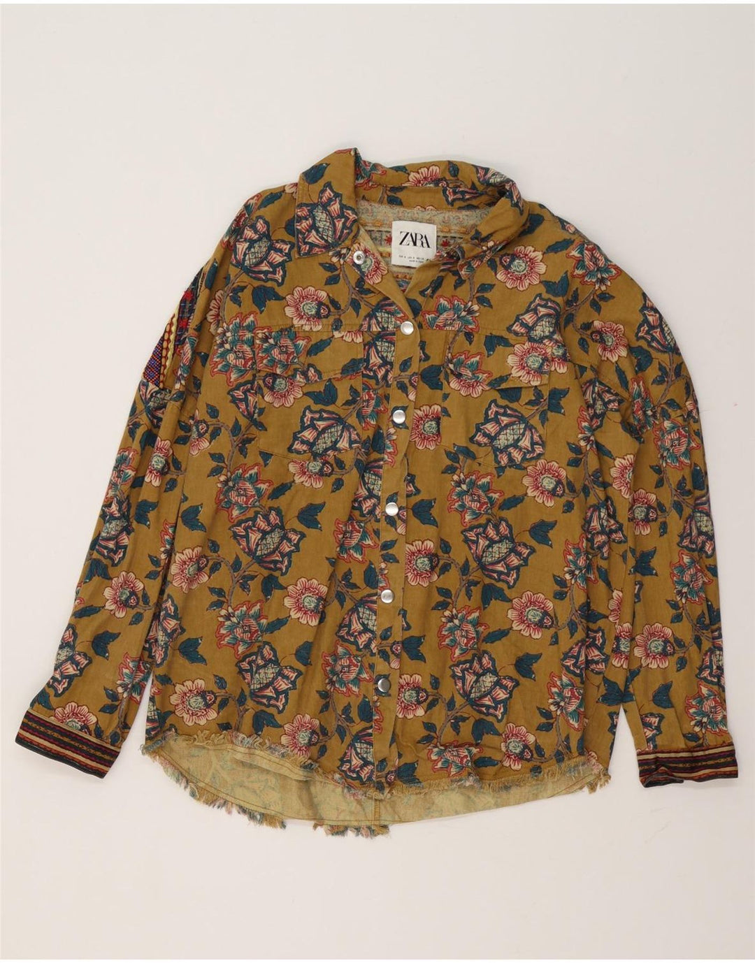 Camicia oversize da donna Zara UK 10 Small Khaki Floral