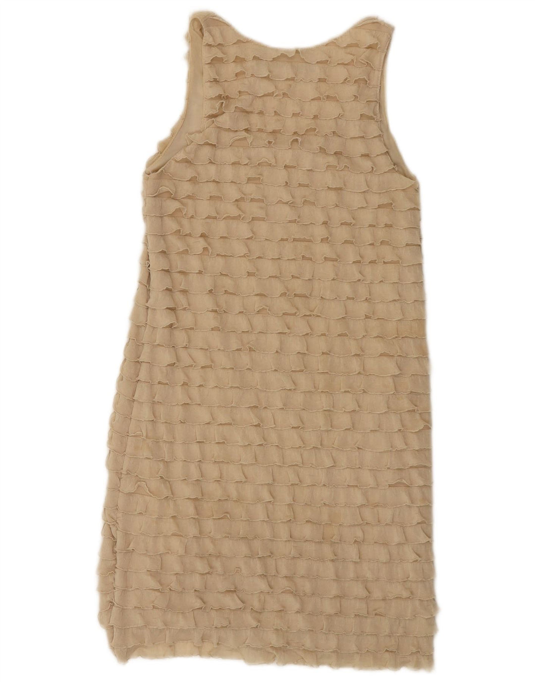 Abito a strati senza maniche da donna Zara UK 8 piccolo poliestere beige