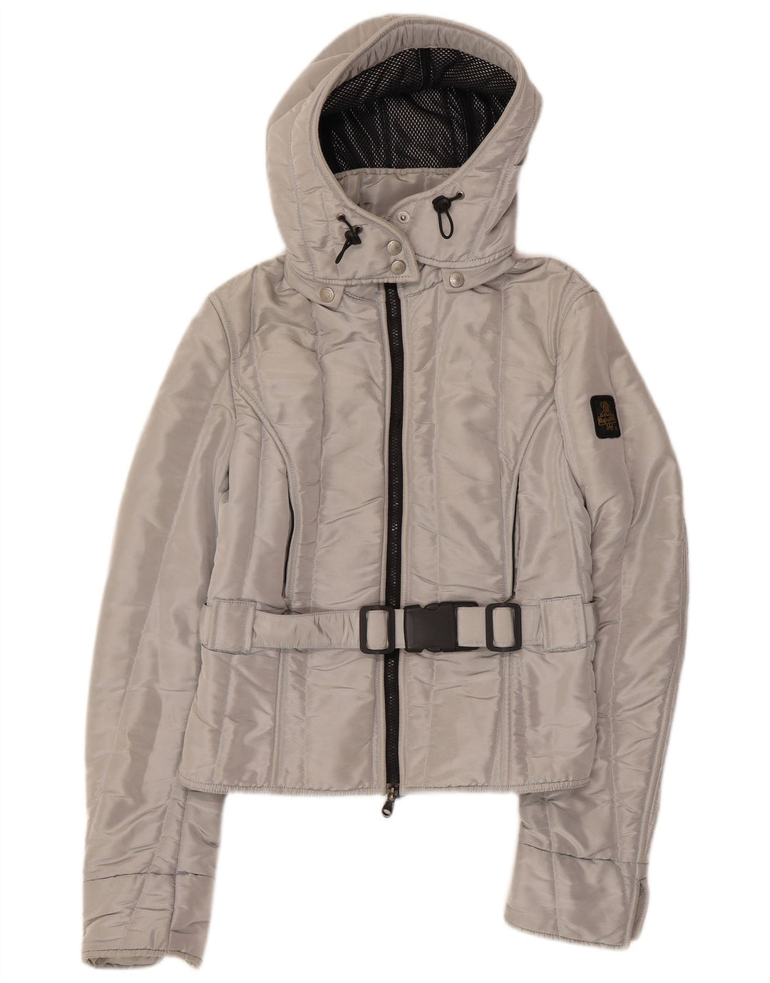 REFRIGIWEAR Giubbotto bomber con cappuccio Cruz da donna UK 14 Large Argento Poliestere