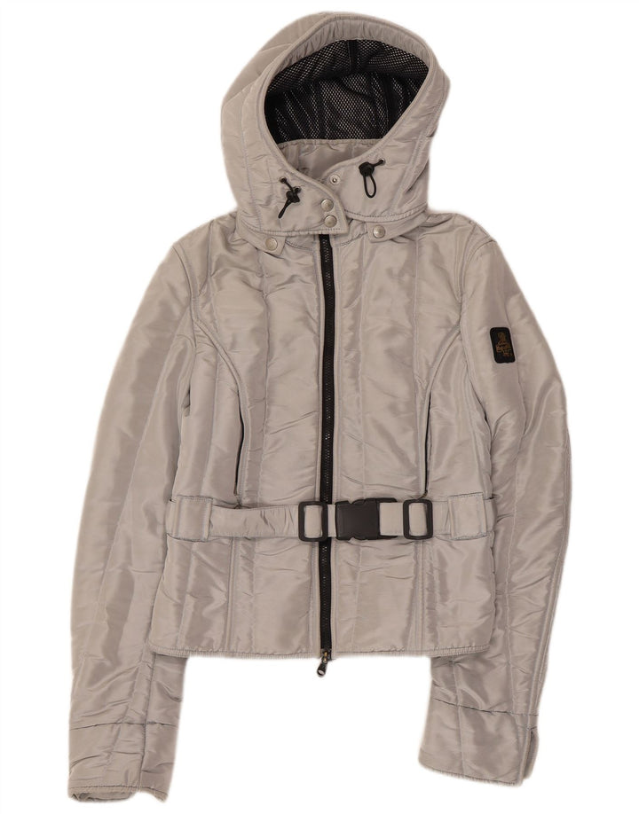 REFRIGIWEAR Giubbotto bomber con cappuccio Cruz da donna UK 14 Large Argento Poliestere
