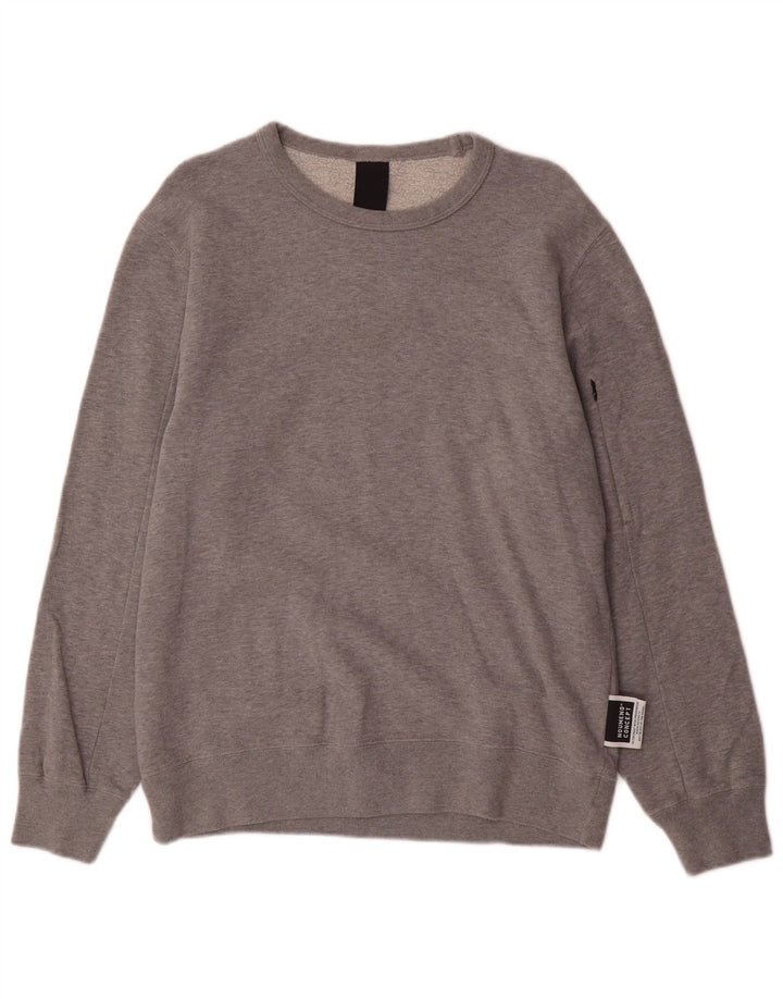 NOUMENO CONCEPT Felpa grafica da uomo Maglione cotone grigio medio