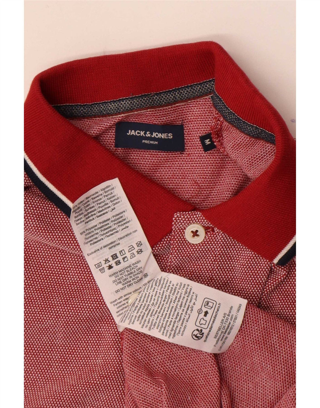 Polo da uomo Jack & Jones in cotone maculato rosso medio