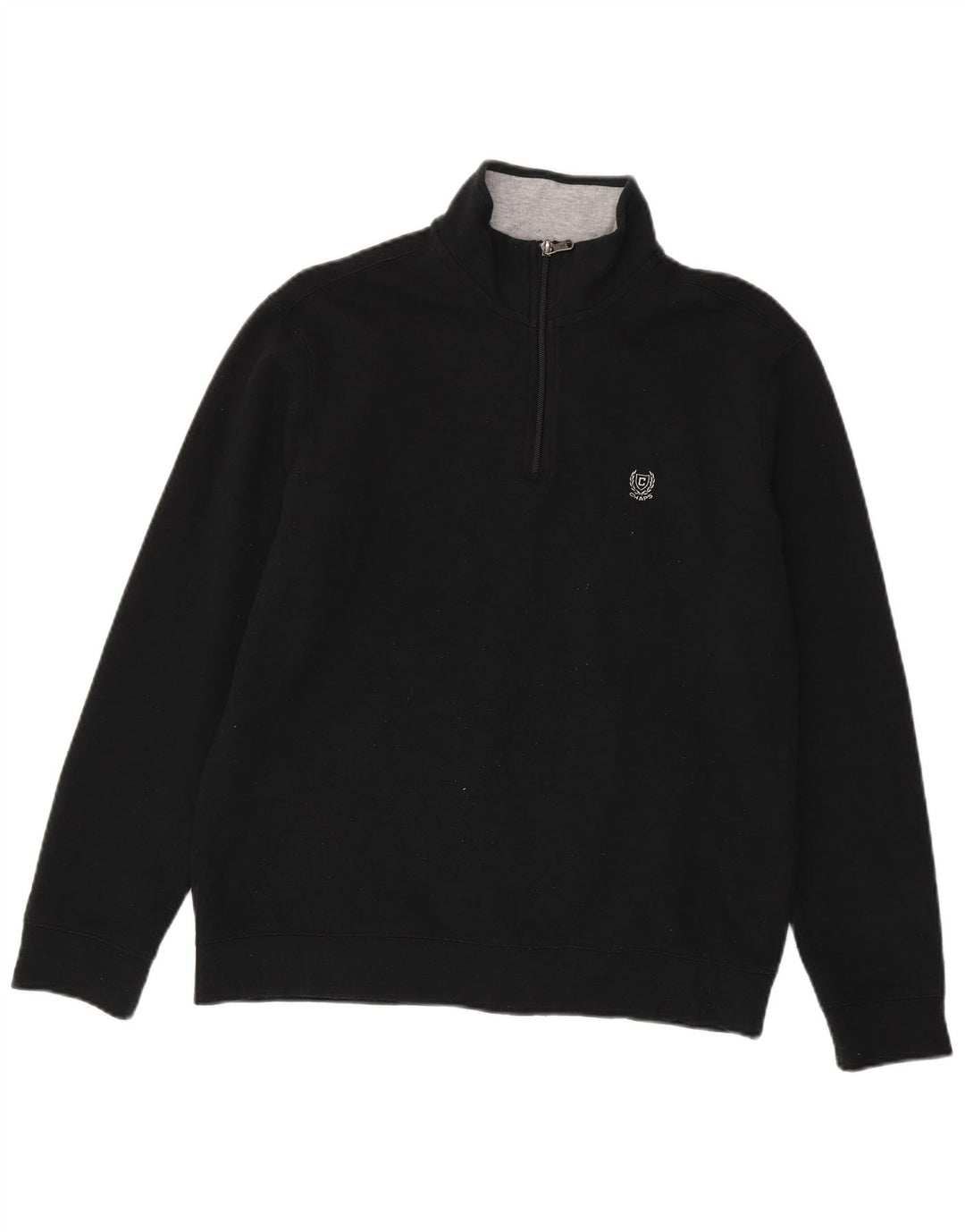 Chaps Donna Felpa con Collo con Zip Maglione UK 16 Grande Cotone Nero