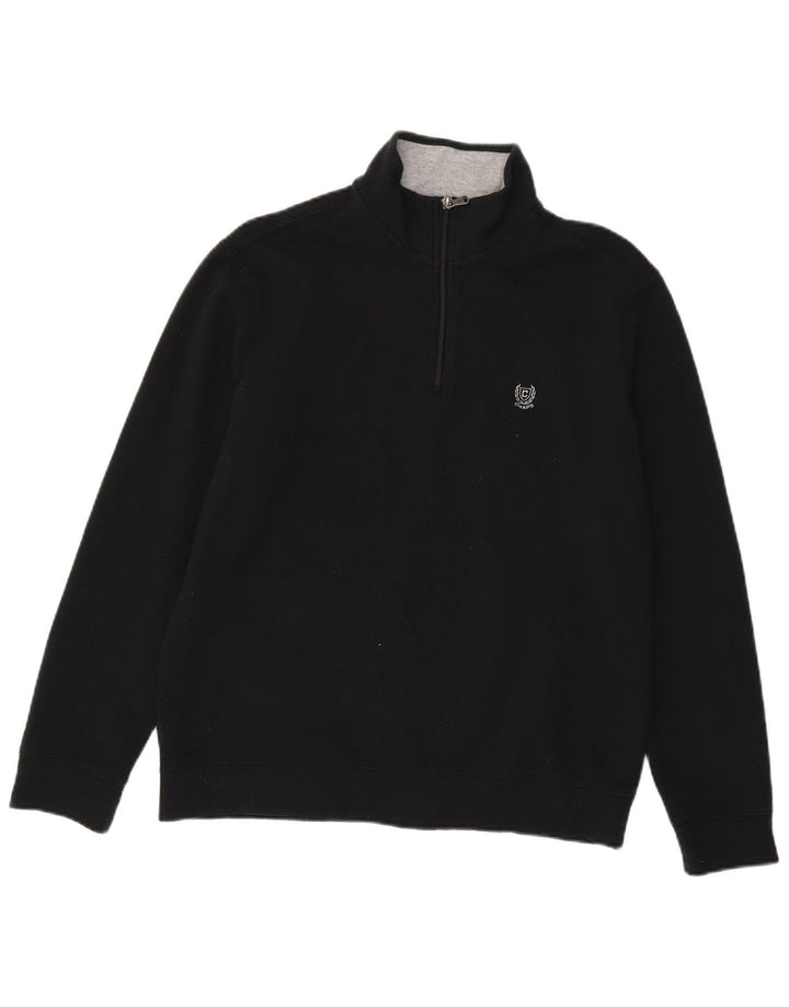 Chaps Donna Felpa con Collo con Zip Maglione UK 16 Grande Cotone Nero
