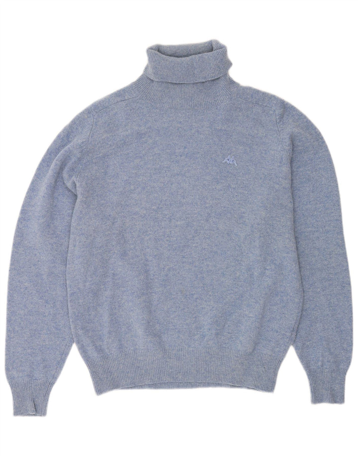 Maglione Kappa da uomo a collo alto, maglione grande, in lana screziata blu