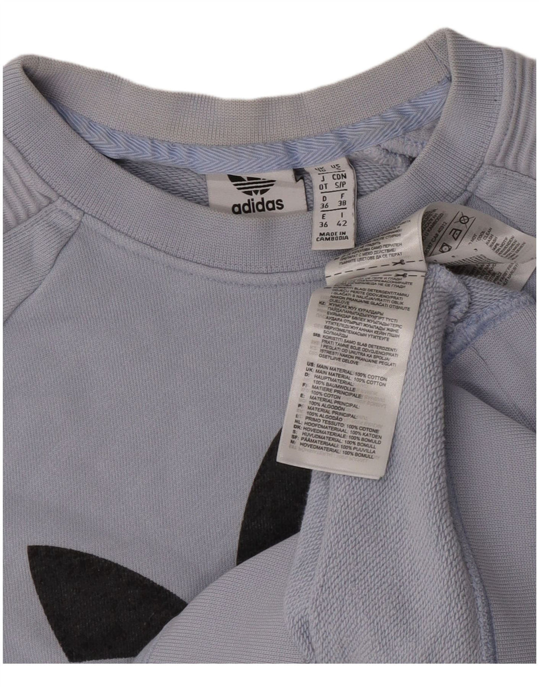 Felpa grafica da donna Adidas Jumper UK 10 Small Blue Cotton