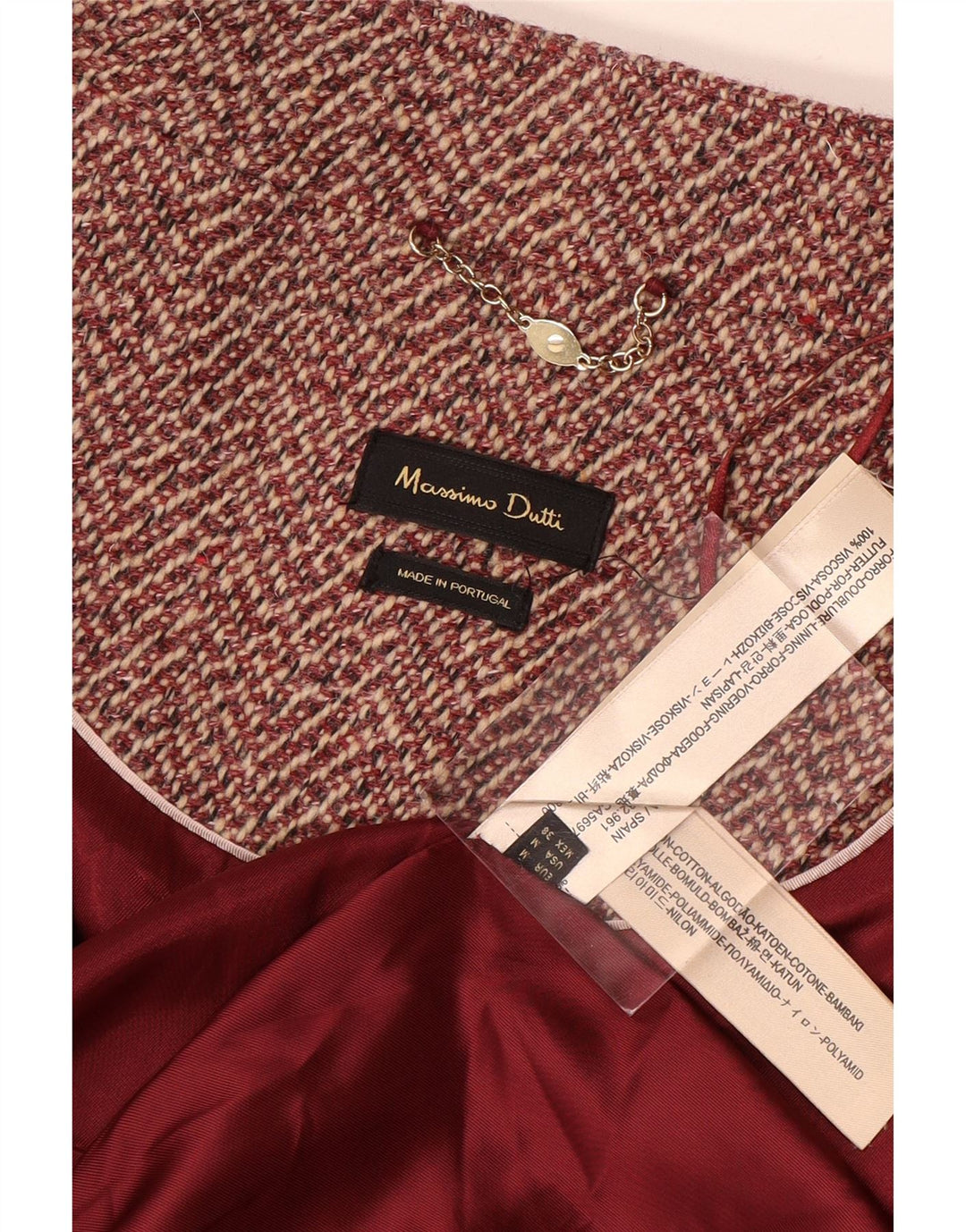 Soprabito da donna Massimo Dutti UK 14 Viscosa a spina di pesce rossa media