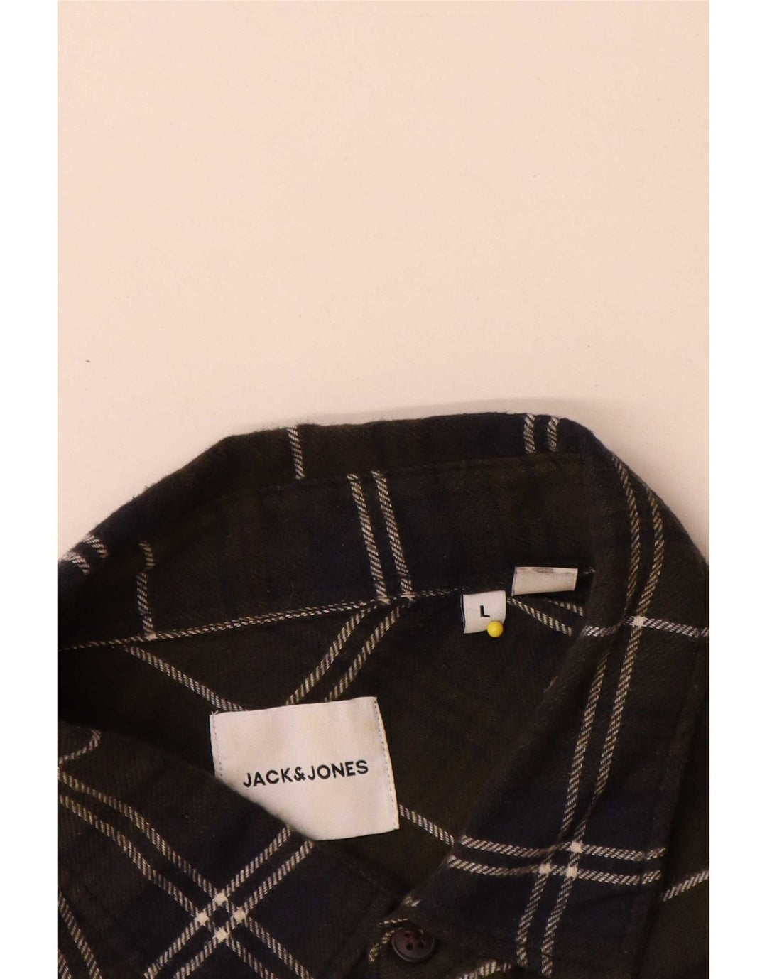 Jack & Jones Camicia da uomo in flanella di cotone a quadri kaki grande