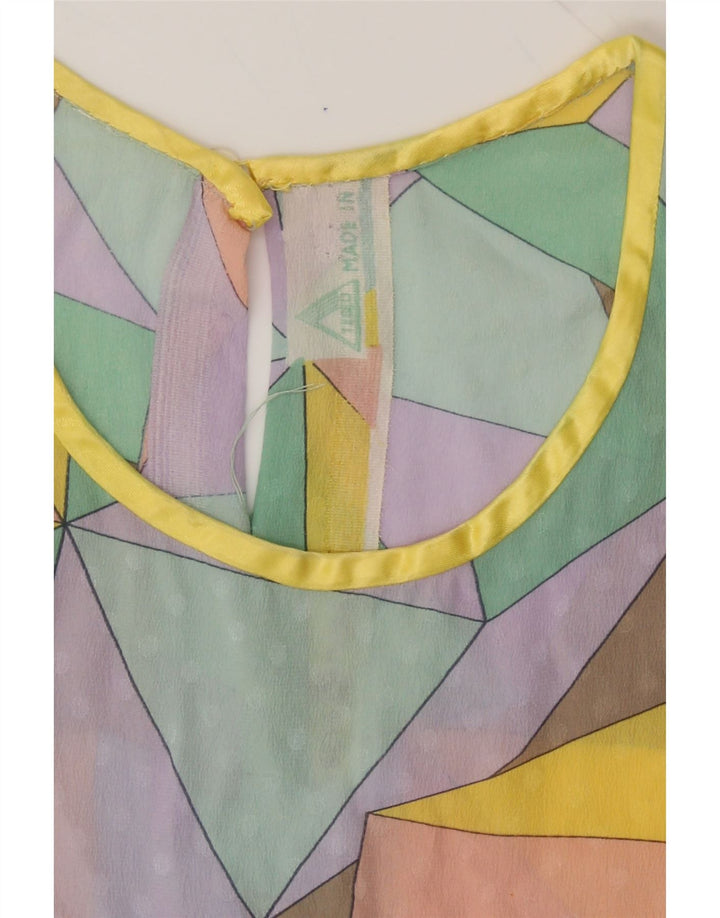 VINTAGE Womens Blouse Top UK 12 Medium Multicoloured Geometric Vintage Vintage and Second-Hand Vintage from Messina Hembry 