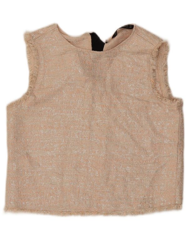 Camicetta senza maniche corta da donna Zara UK 10 piccola in acrilico beige