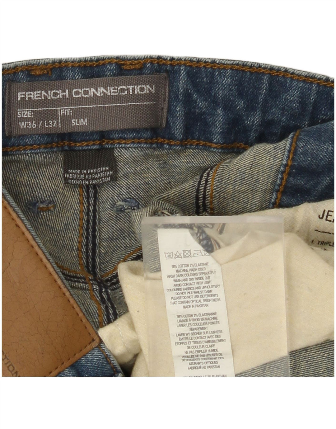 FRENCH CONNECTION Jeans slim da uomo W36 L29 cotone blu