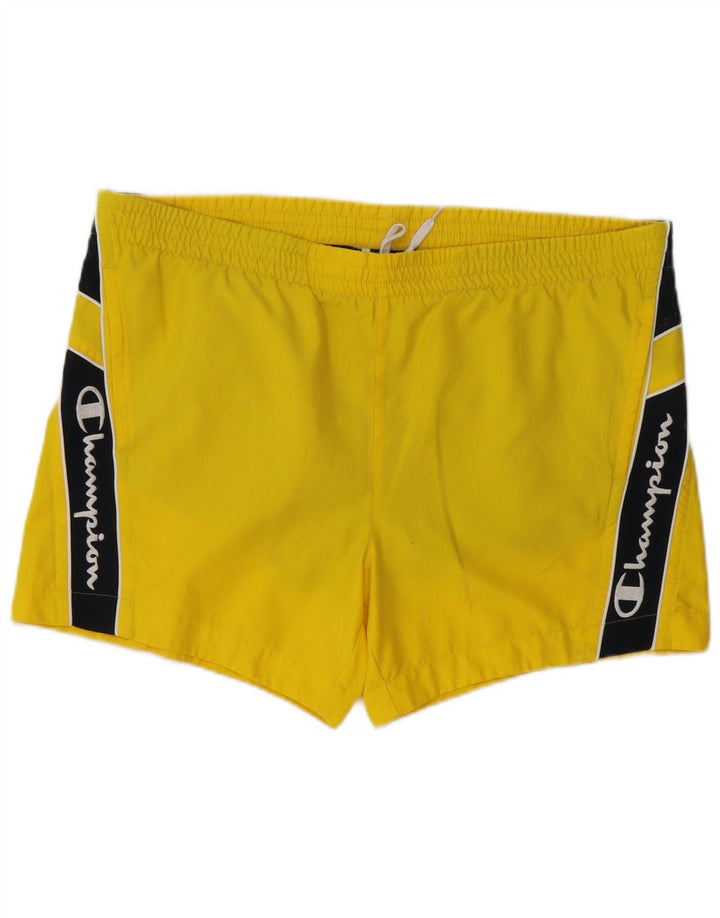 Pantaloncini da bagno grafici da uomo Champion in poliestere color block giallo medio