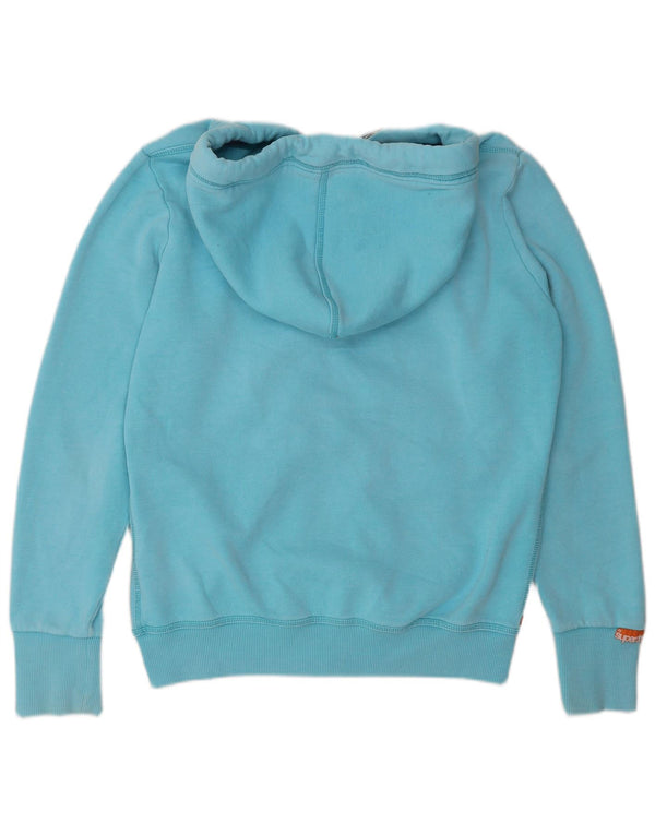 Maglione con cappuccio e zip da donna Superdry UK 16 grande cotone blu