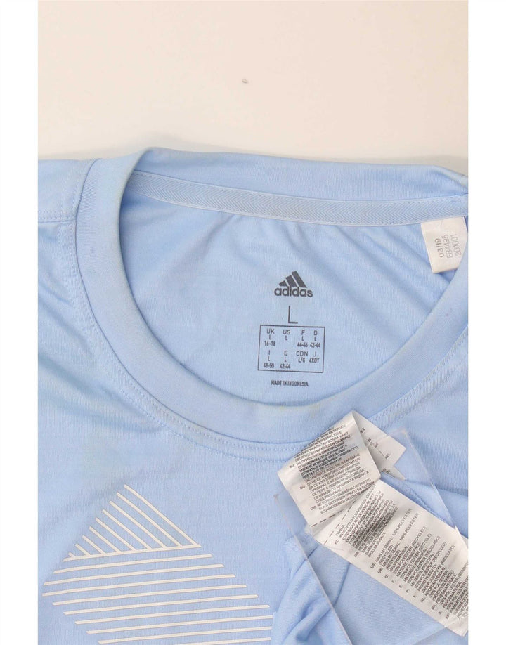 T-shirt grafica da donna Adidas Top UK 16/18 grande blu poliestere