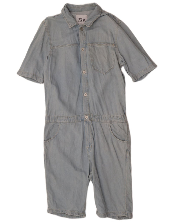 Tutina corta in denim a maniche corte da donna Zara UK 14 grande cotone blu