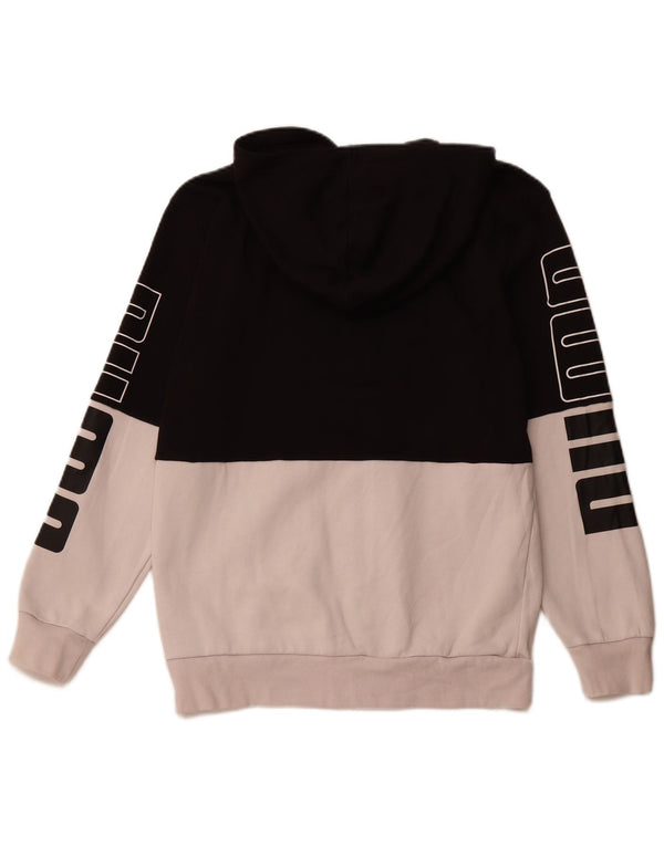 Felpa con cappuccio e zip grafica PUMA da uomo, piccola, in cotone color block nero