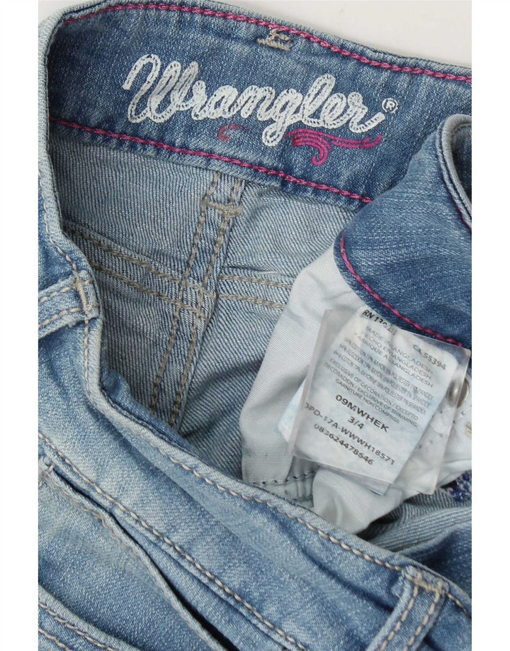 Pantaloncini di jeans con grafica da donna Wrangler US 3/4 piccoli W27 cotone blu