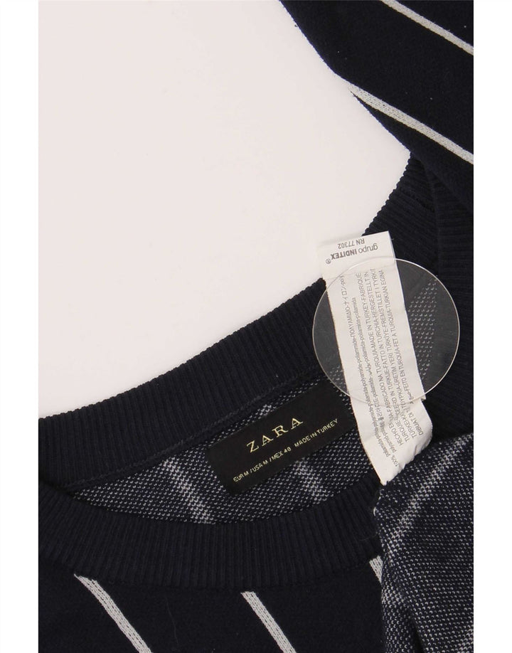 Maglione Zara da uomo con scollo a barchetta, vestibilità regolare, a righe blu navy medie