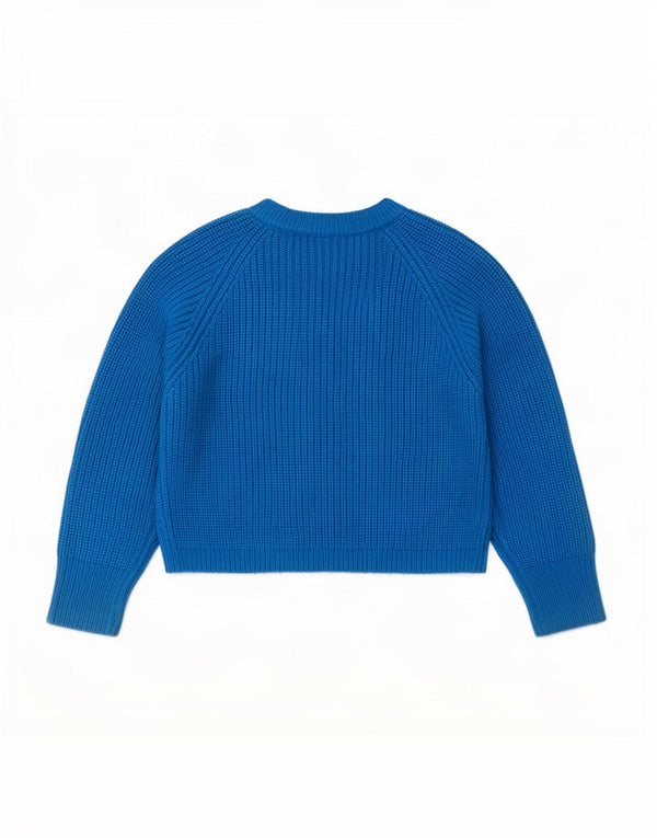 Maglione corto girocollo da donna Zara UK 10 piccolo acrilico blu